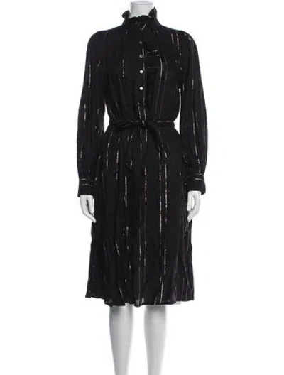 Pre-owned Antik Batik Striped Midi Length Dress W/ Tags In Black