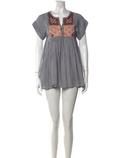 Pre-owned Antik Batik Striped Mini Dress In Grey