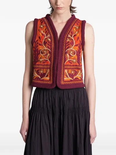 Antik Batik Suna Embroidered Sleeveless Jacket In Multi