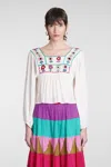 Antik Batik Belinda Blouse In White Cotton In White