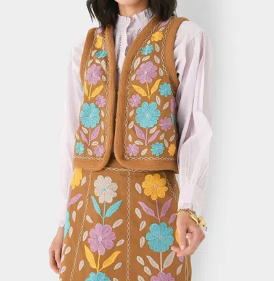 Antik Batik Tady Vest In Camel In Brown