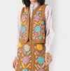 Antik Batik Tady Vest In Camel In Multi