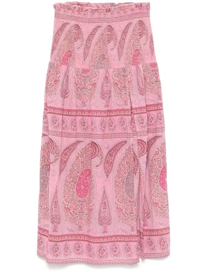 Antik Batik Taya Midi Skirt In Pink