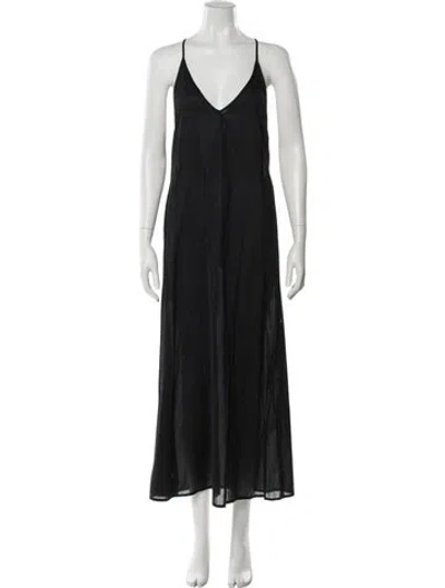 Pre-owned Antik Batik V-neck Long Dress In Black