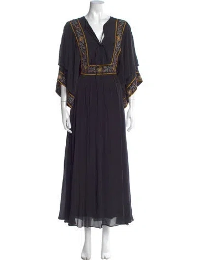 Pre-owned Antik Batik V-neck Long Dress In Blue