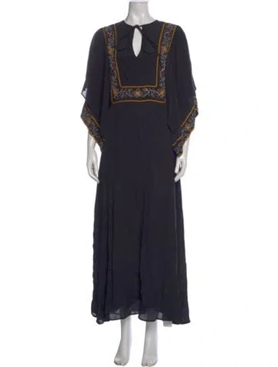 Pre-owned Antik Batik V-neck Long Dress In Blue