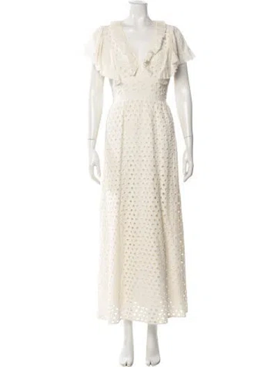 Pre-owned Antik Batik V-neck Long Dress In Neutral