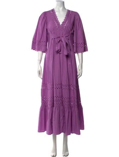 Pre-owned Antik Batik V-neck Long Dress In Purple