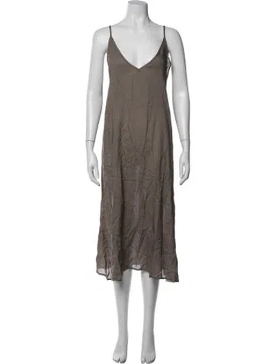 Pre-owned Antik Batik V-neck Midi Length Dress W/ Tags In Brown