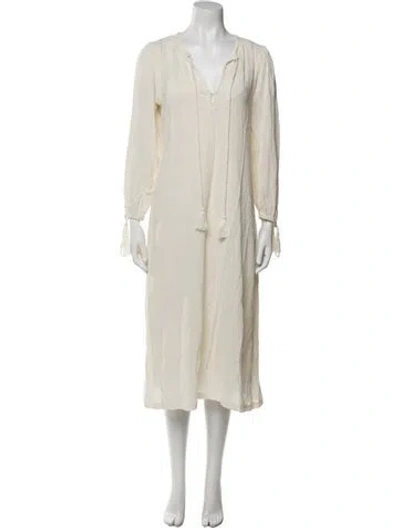 Pre-owned Antik Batik V-neck Midi Length Dress W/ Tags In Neutral