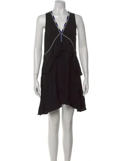 Pre-owned Antik Batik V-neck Mini Dress In Black