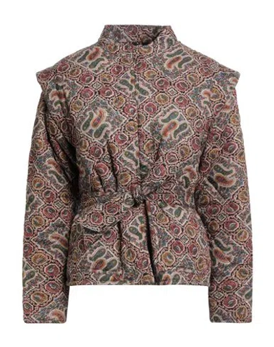 Antik Batik Woman Jacket Burgundy Size 8 Cotton In Red