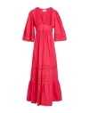 Antik Batik Woman Maxi Dress Coral Size 10 Cotton In Red