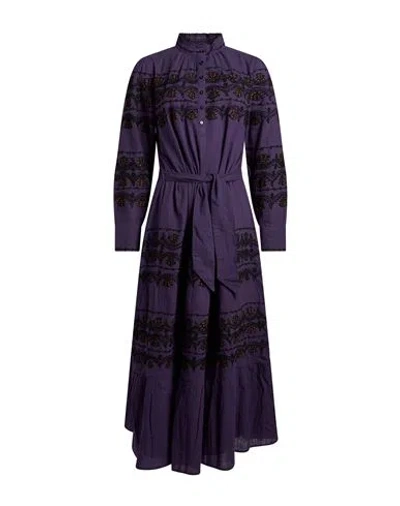 Antik Batik Woman Maxi Dress Dark Purple Size S Cotton In Blue