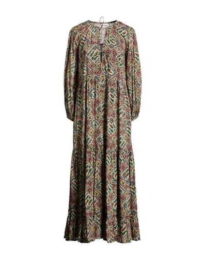 Antik Batik Woman Maxi Dress Green Size 10 Cotton In Multi
