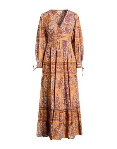 Antik Batik Woman Maxi Dress Orange Size 10 Cotton In Brown