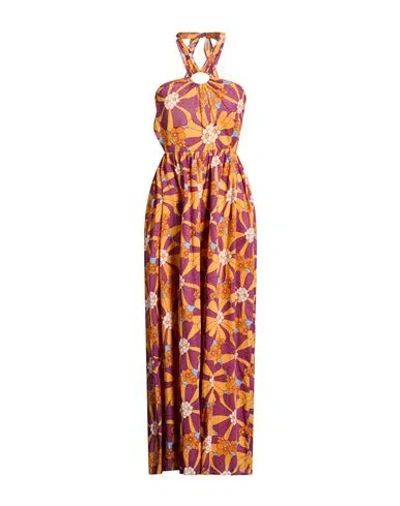 Antik Batik Woman Maxi Dress Orange Size 10 Cotton In Multi