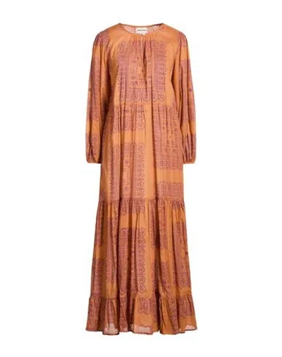 Antik Batik Woman Maxi Dress Rust Size 10 Cotton In Red