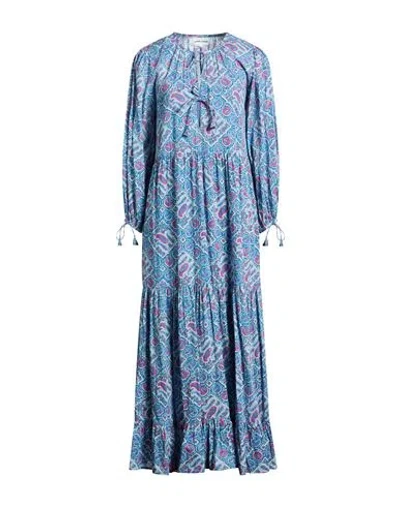 Antik Batik Woman Maxi Dress Slate Blue Size 10 Cotton