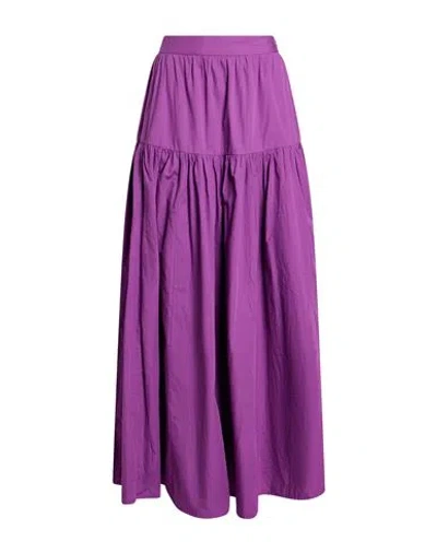 Antik Batik Woman Maxi Skirt Mauve Size 8 Cotton In Purple