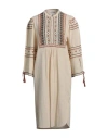 Antik Batik Woman Midi Dress Beige Size 10 Cotton In Beige