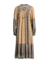 Antik Batik Woman Midi Dress Beige Size 8 Cotton In Sand