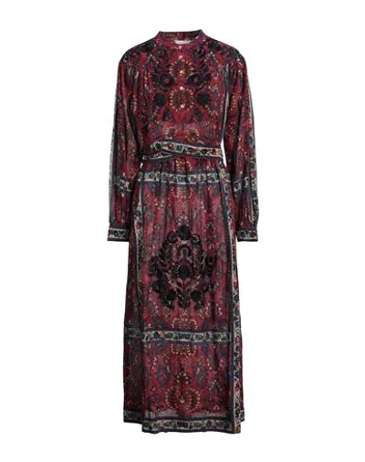 Antik Batik Woman Midi Dress Burgundy Size 10 Cotton In Red