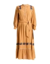 Antik Batik Woman Midi Dress Camel Size 10 Cotton