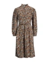 Antik Batik Woman Midi Dress Camel Size 10 Cotton In Beige