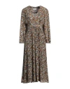 Antik Batik Woman Midi Dress Camel Size 10 Viscose In Beige