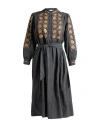 Antik Batik Woman Midi Dress Charcoal Size 10 Cotton