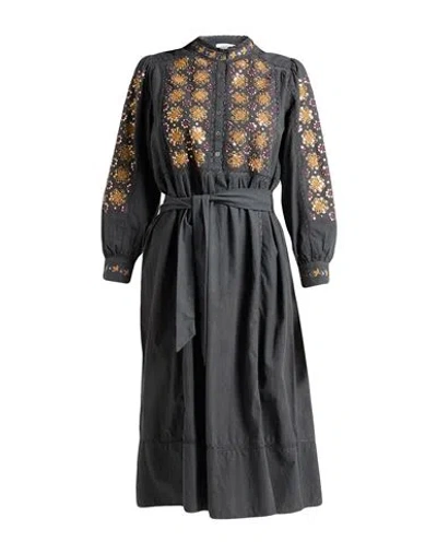 Antik Batik Woman Midi Dress Charcoal Size 10 Cotton In Gray