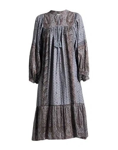 Antik Batik Woman Midi Dress Grey Size 8 Cotton In Gray