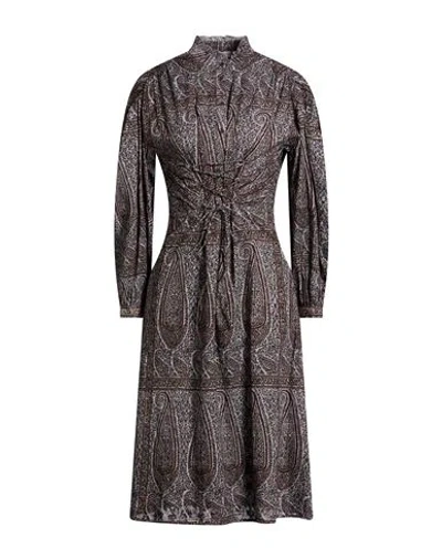 Antik Batik Woman Midi Dress Grey Size L Cotton In Gray