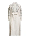 Antik Batik Woman Midi Dress Ivory Size 10 Cotton In White