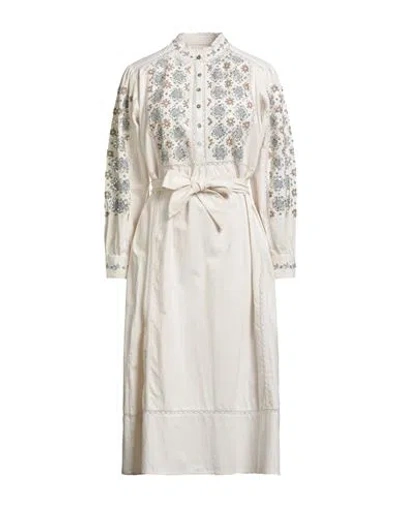 Antik Batik Woman Midi Dress Ivory Size 10 Cotton In White