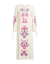 Antik Batik Woman Midi Dress Ivory Size 10 Cotton In White