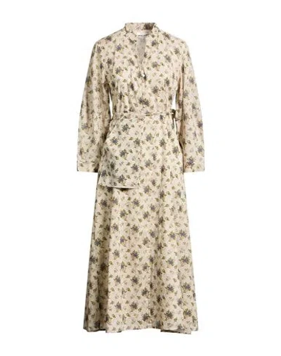 Antik Batik Woman Midi Dress Ivory Size 10 Cotton In White