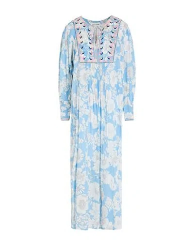 Antik Batik Woman Midi Dress Sky Blue Size 10 Cotton