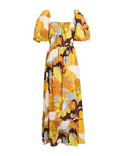 Antik Batik Woman Midi Dress Yellow Size 10 Cotton