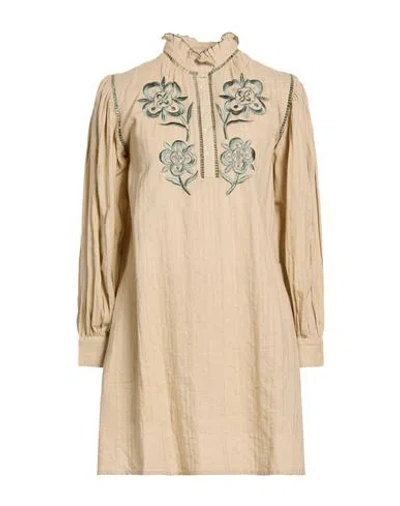 Antik Batik Woman Mini Dress Beige Size 10 Cotton In Brown