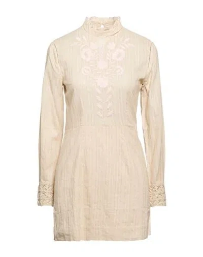 Antik Batik Woman Mini Dress Beige Size 10 Cotton In Sand