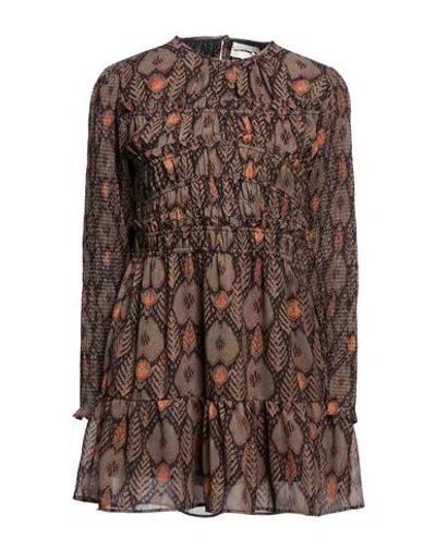Antik Batik Woman Mini Dress Khaki Size 8 Polyester In Multi