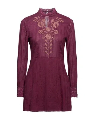 Antik Batik Woman Mini Dress Plum Size 10 Cotton In Purple