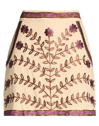 Antik Batik Woman Mini Skirt Sand Size 8 Cotton In Brown