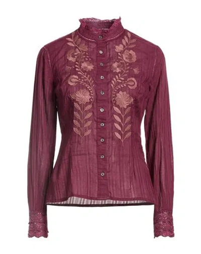 Antik Batik Woman Shirt Burgundy Size 10 Cotton