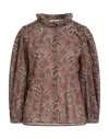 Antik Batik Woman Shirt Burgundy Size 8 Cotton In Multi