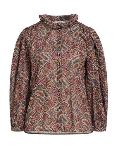Antik Batik Woman Shirt Burgundy Size 8 Cotton In Multi