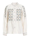 Antik Batik Woman Shirt Cream Size 10 Cotton In Gray