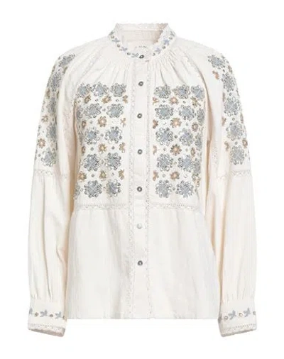 Antik Batik Woman Shirt Cream Size 10 Cotton In Gray